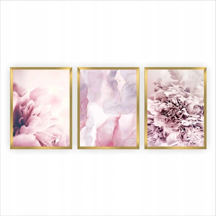 Tryptyk do sypialni kwiaty różowe